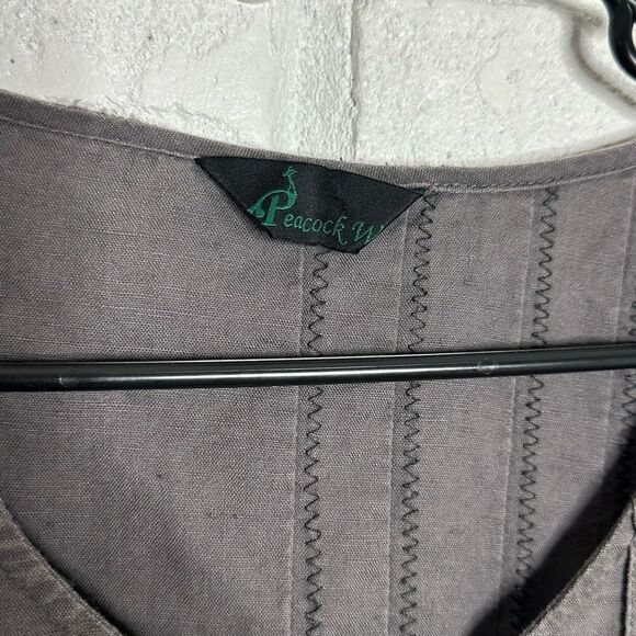 Peacock Ways Linen Lagenlook Tunic Top Dress Cotton size Large - Picture 3 of 9